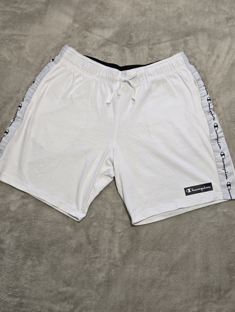Champion White Men’s Athletic Shorts with Logo Tape Size XL (36-38)